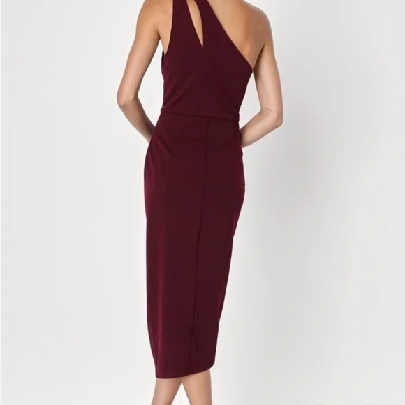 Lulus Burgundy One-Shoulder Asymmetrical Dress - M - Picture 2 of 6